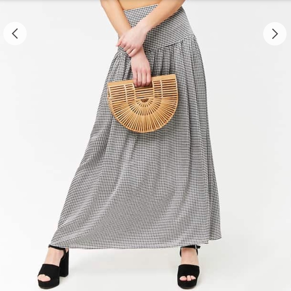Gingham Drop Hem Maxi Skirt
